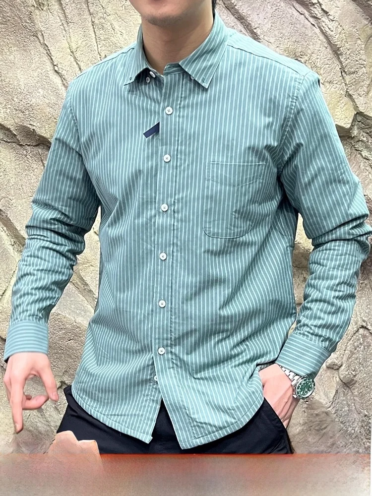 

Waed Cotton Padded Striped irt Men's Casual Long Sve Thermal irt Stand Fit Youth Faion Autumn Winter Clothing