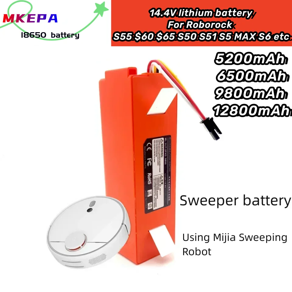 

14.4V BRR-2P4S-5200S Robotic Vacuum Cleaner Replacement Battery For Xiaomi Roborock S55 S60 S65 S50 S51 S5 1S 1ST MAX S6 Parts