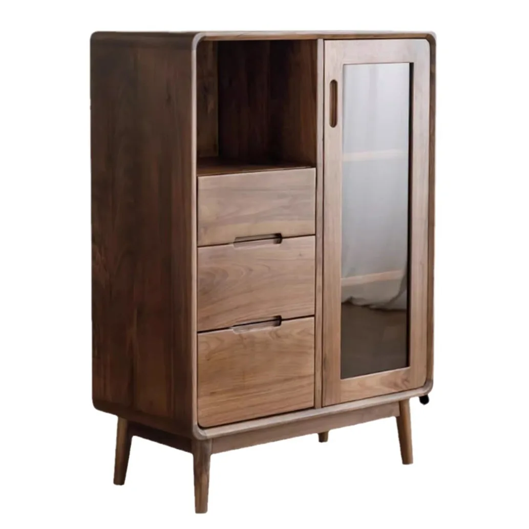 

Тумба-витрина из массива североамериканского черного ореха, буфет для вина, приставной шкаф для столовой, тумба из массива вишни, полностью из массива дерева, в скандинавском стиле, книжный шкаф.