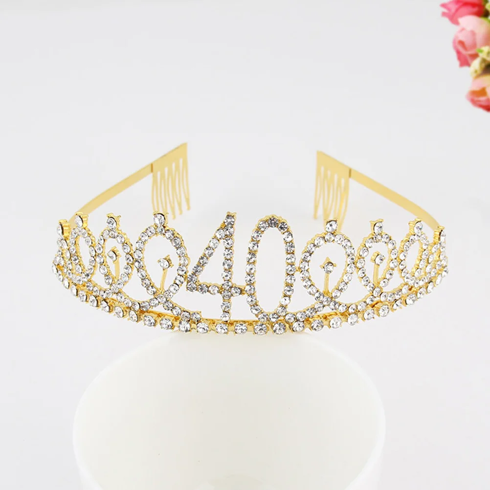 

Birthday Crown Gold Alloy Rhinestone Number 1 2 3 4 Party Accessories Bday Photoshoot Props Hair Decor