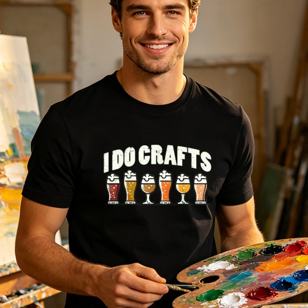 I Do Crafts Beer Graphic Tee Six Pack Variety Drinking Humor Men Women Cotton Shirt Trendy Breathable Summer Streetwear T-Shirt