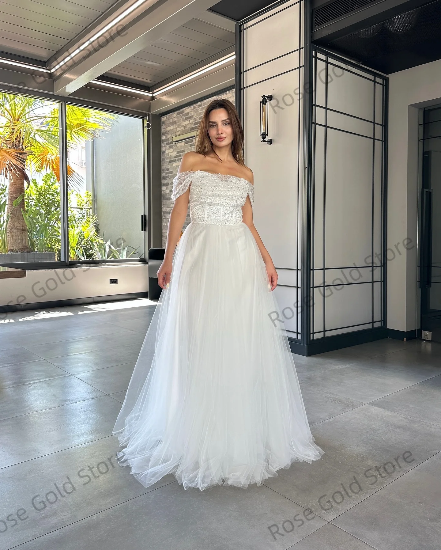 فساتين لحضور الحفلات الموسيقية باللون الأبيض الكلاسيكي للنساء بدون أكتاف ترتر فيستدوس دي غالا لعام 2025 ثنيات مخصصة للفتيات فساتين سهرة من التل #4