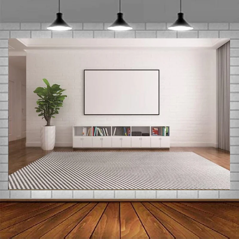 

Photography Backdrop Conference Zoom Background For Home Office Classic Style Plant Bookcase Bookshelf For Video Recording