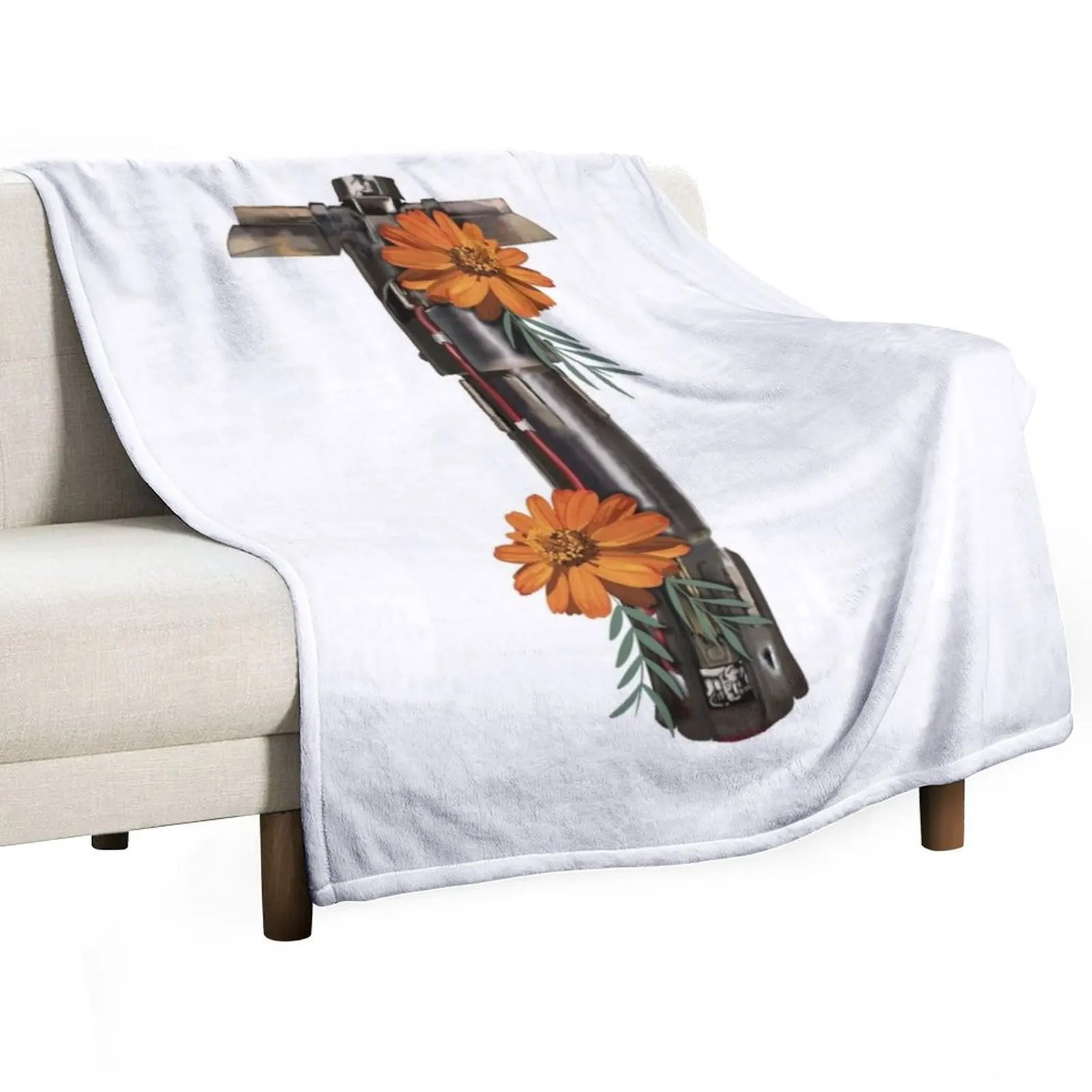 Lightsaber sprouting orange flowers Throw Blanket for babies Sofas Sofa Quilt Summer Blankets