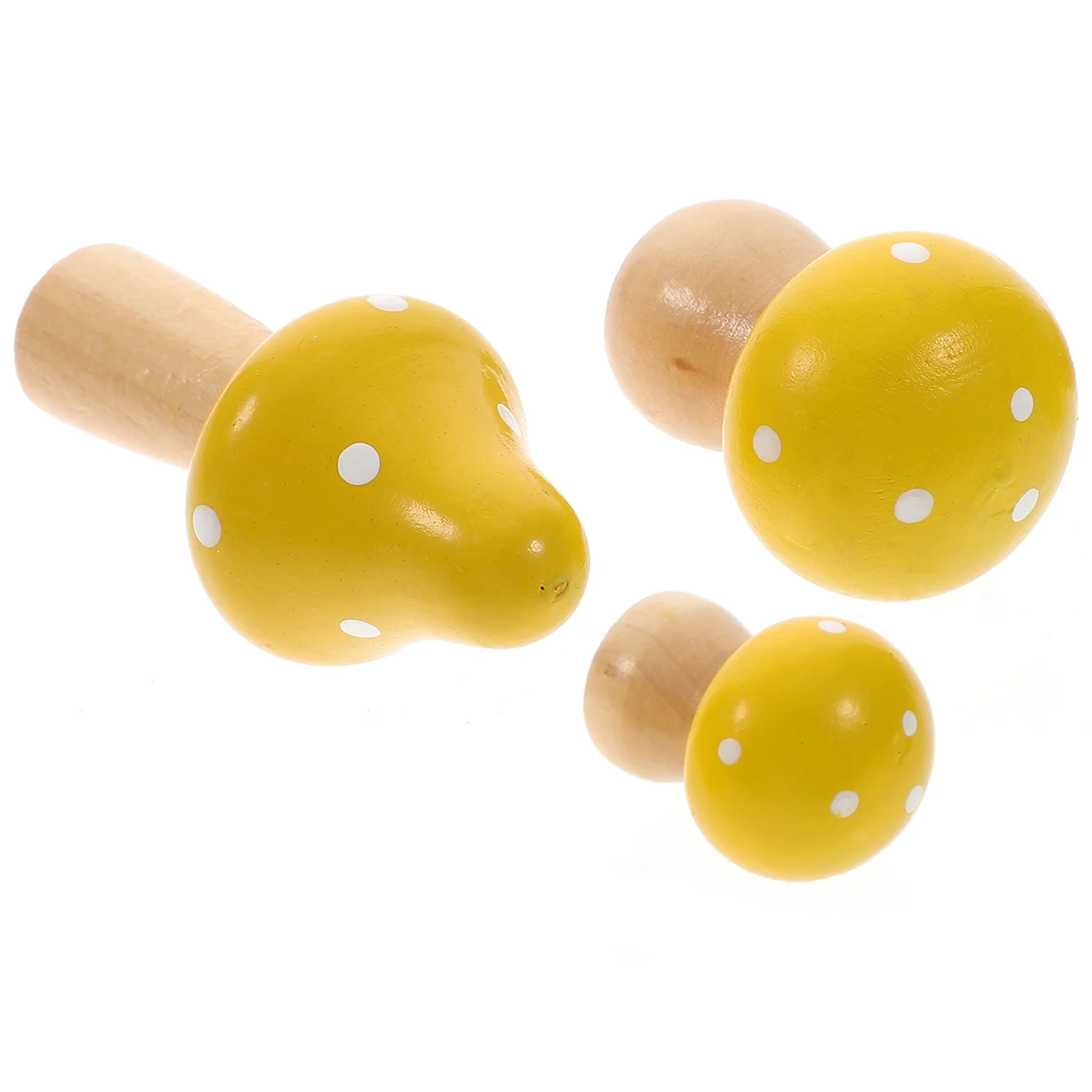 

3 pcs Small Decor Mini Wooden Mushroom Bright Color Fairy Garden Ornament For Home Office Cafe Simulated Mushroom Landscape