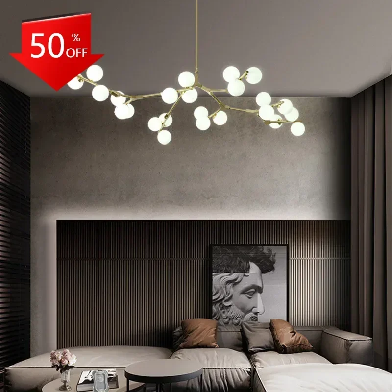 

NEW 2025 Nordic Black Gold Pendant Light Glass Led Chandelier Living Room Decoration Dining Room Bedroom Indoor Lighting