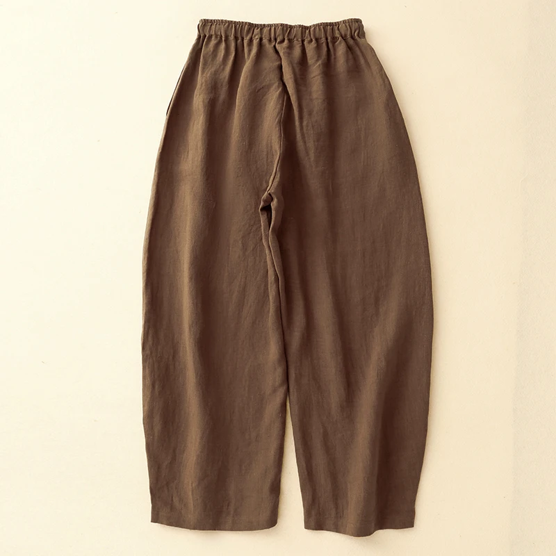 Comfortabele Han Han linnen broek elastische taille zomer woon-werkverkeer casual losse pasvorm damesbroek Harlan Sle l taille