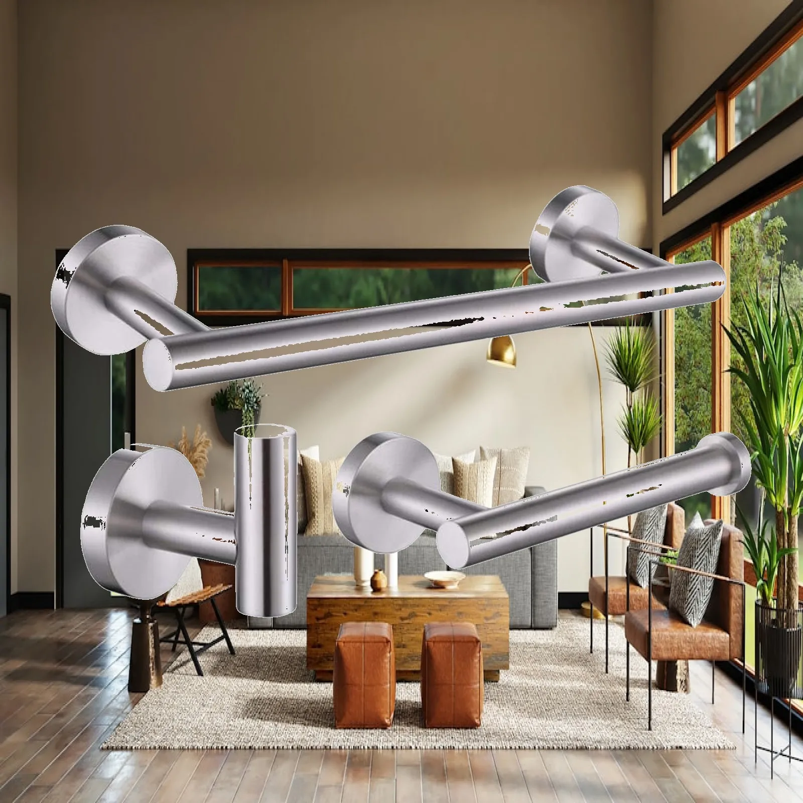 Bathroom Hardware Set 3Pieces Brushed SUS 304 Stainless Steel Bathroom Hardware