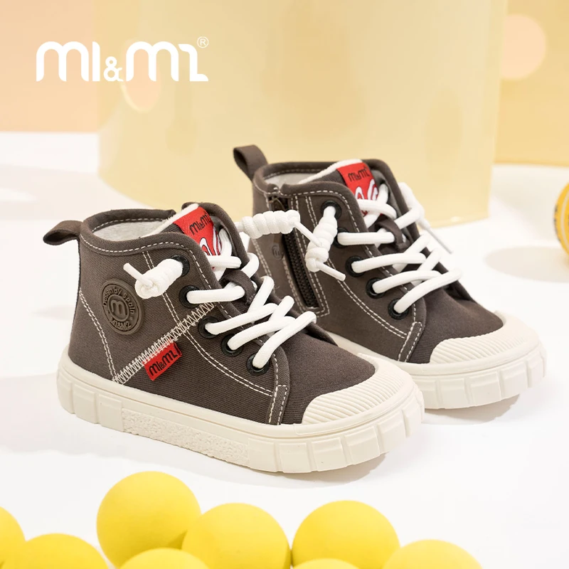 M1 & M2 High-Top Zipperผ้าใบรองเท้าน้ําหนักเบาBreathableด้านล่างแบนสําหรับชายหญิงขี่จักรยานกีฬากลางแจ้งขนาด 24-33