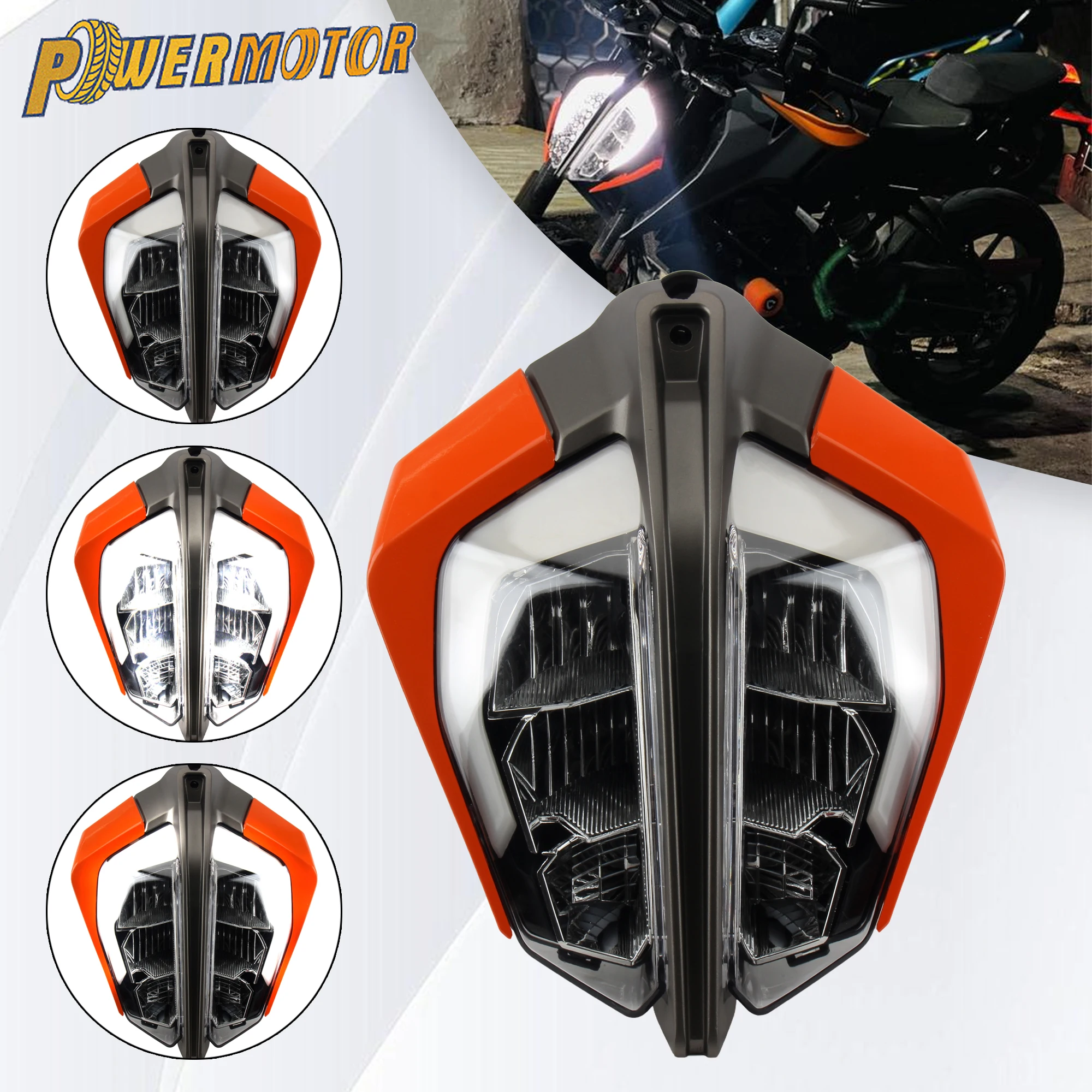 

For KTM Duke 390 Motocross Led Headlight 2017 to 2022 Enduro DirtBike Supermoto Headlamp Fairing Plate Motorbike Modified Parts