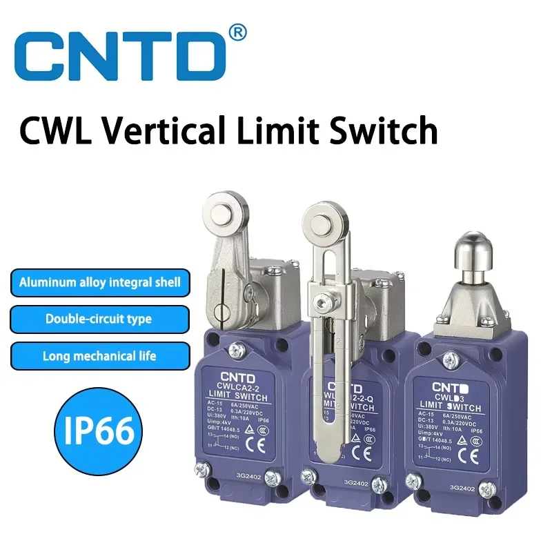 CNTD CWLCA32-41M High Mechanical Strength Aluminum Cast IP66 30 Operations/min Vertical Limit Switch Travel Switch