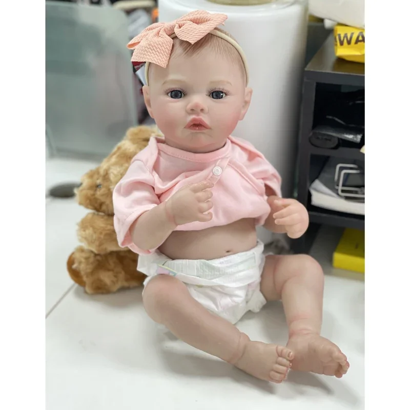 48cm Cuddly Meadow Bebe Girl Full Body Silicone Vinyl Dolls Collectible Lifelike Realistic Art Reborn Dolls