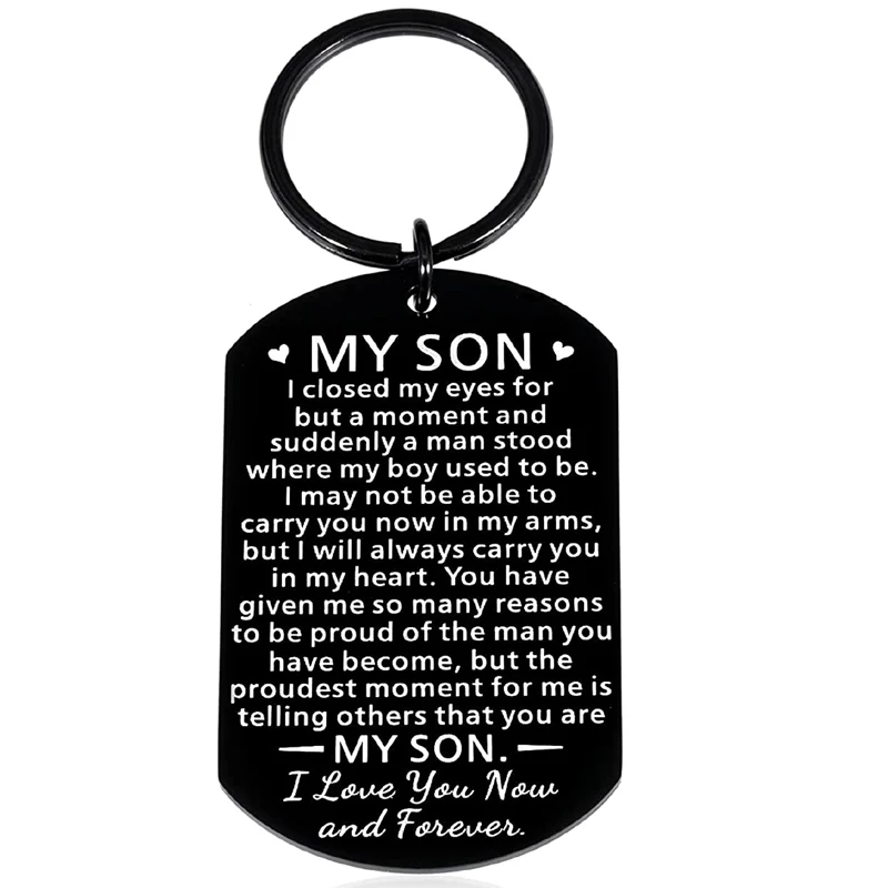 

Inspirational Keychain Gift for Son Him from Mom Dad To My Son Back To School Graduation Birthday Teen Boys Adult Son Stepson