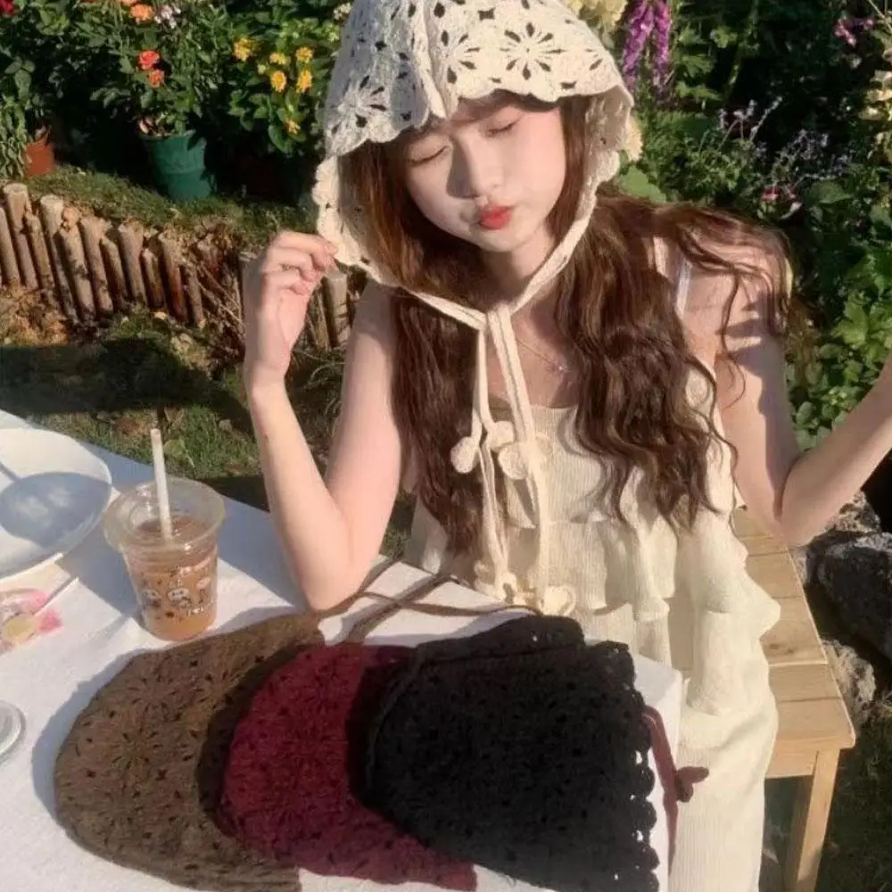 

Beanies Caps Knitted Hats Handmade Crochet Caps Versatile Items Useful Headband Fashion Summer Decor Women Hollow Hair Band
