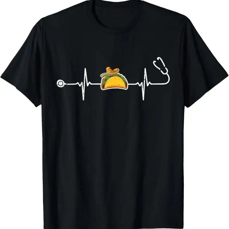 Taco Sombrero Heartbeat Stethoscope Cinco De Mayo Nurse T Shirt