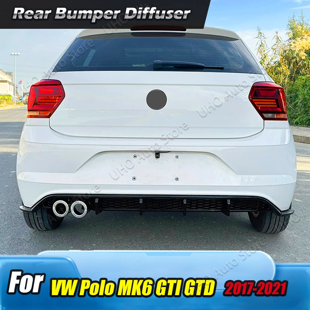 

ABS 4 Fins Car Rear Bumper Diffuser Lip For Volkswagen Rear Side Splitters Spoiler Lip Body Kits For VW Polo MK6 2019-2024
