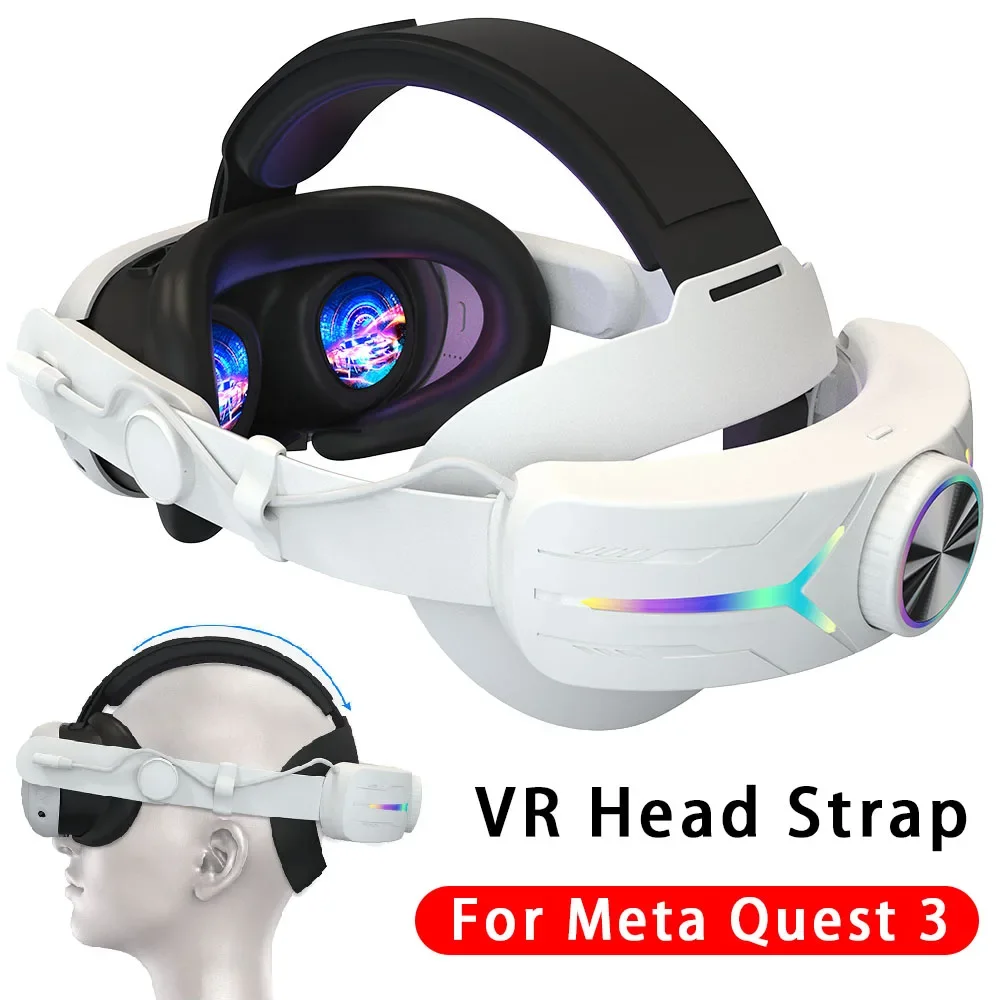 

Ремешок на голову для Meta Quest 3: комфортный поролоновый наголовник с зарядкой и встроенными аккумуляторами 8000/6000 мАч для VR-аксессуаров