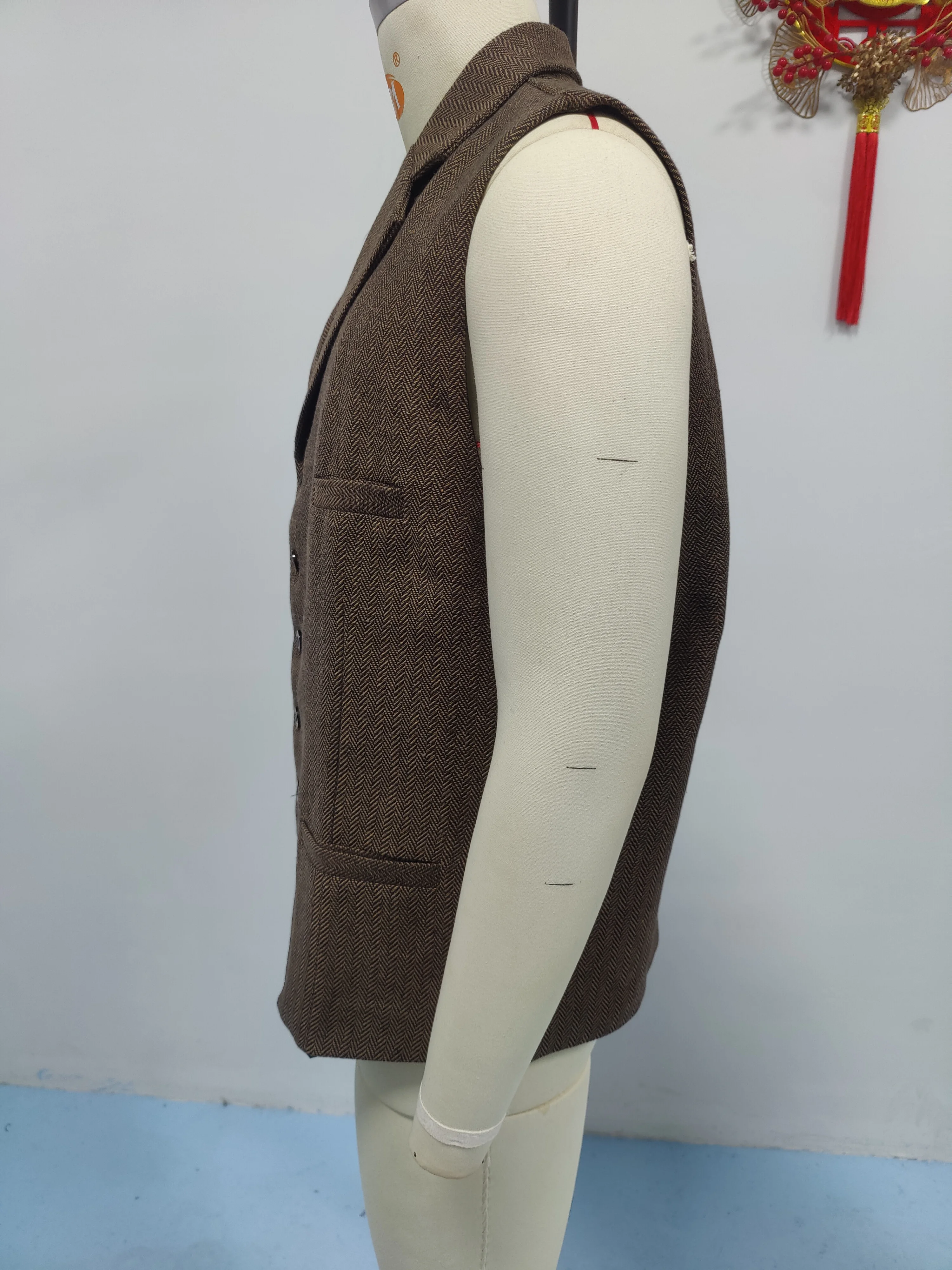 سترة رجالية بنمط متعرج - صدرية بدون أكمام لملابس كاجوال ذكية #4