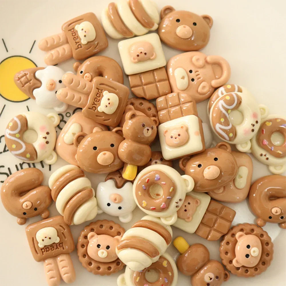 

50PCS Kawaii Shiny Brown Bear Series Flat Back Resin Cabochons For Hairpin Scrapbooking DIY Jewelry Craft Decoration Accessories