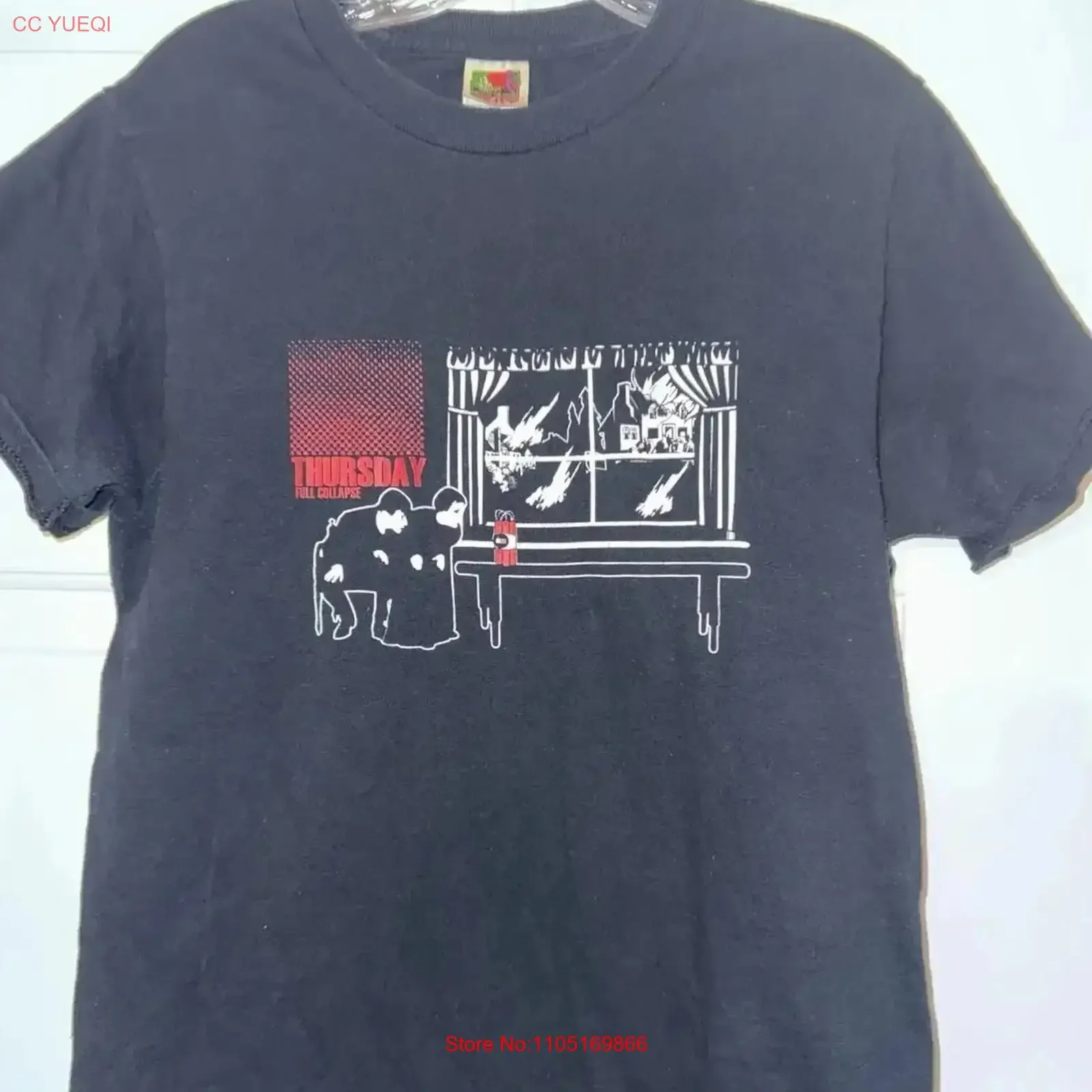 Small Thursday Full Collapse T Shirt Black Emo Post Hardcore Y2K Screamo Jersey vintage Washed Versatile fashion vintage