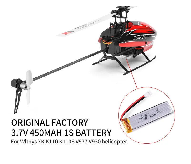 2pcs/lot Original WLtoys V977 Battery / V930 / XK K110 K110S Battery Spare Parts 3.7V 450mAh Battery V977-006