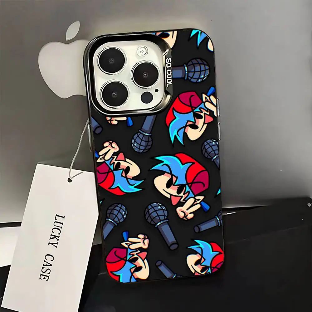 Game F-Friday Night Funkin Telefoonhoesje voor iPhone 16,15,14,13,12,11,Pro,XS,Max,Plus,Mini,SE Zwart Snoep Matte Schokbestendige Cover