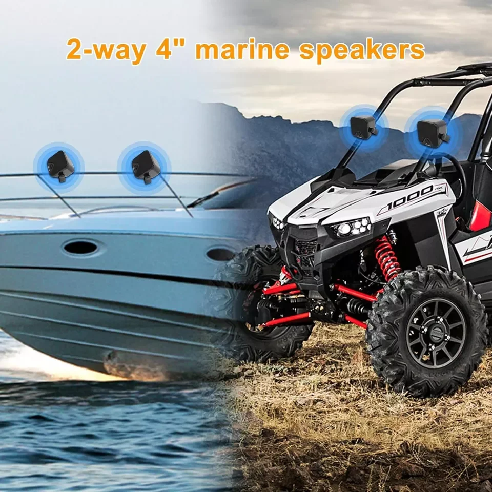 Herdio 4‘’ 240W Heavy Duty Waterproof Boat Marine Box Outdoor Speakers Surface Mounted For Skid Steer ATV UTV RZR RV Golf Cart