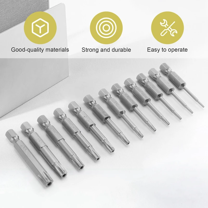 12 Pack Torx Head Screwdriver Bit Set 1/4 Inch Hex Shank T5-T40 Star Screwdriver Tool Kit With 1 Pack Handle