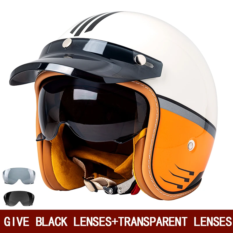 Casco moto semi-aperto retrò accessori moto cross-country casco moto 3/4 casco retrò in inverno