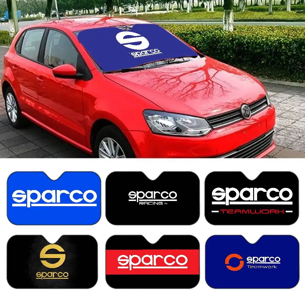 S-Sparcos Logo Sunshade Windscreen Fold-up Car Front Windshield 70x130cm Car Window Windscreen Cover Heat Reflector
