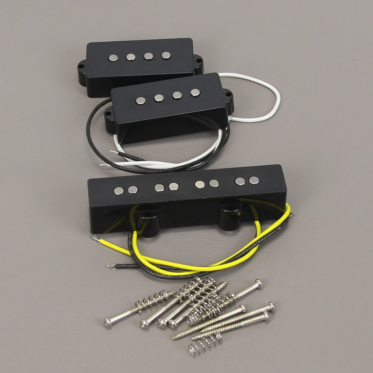 FLEOR 2PCS Alnico 5 PJ Jazz Bridge & PB Bass Pickup Set for 4-String Bass