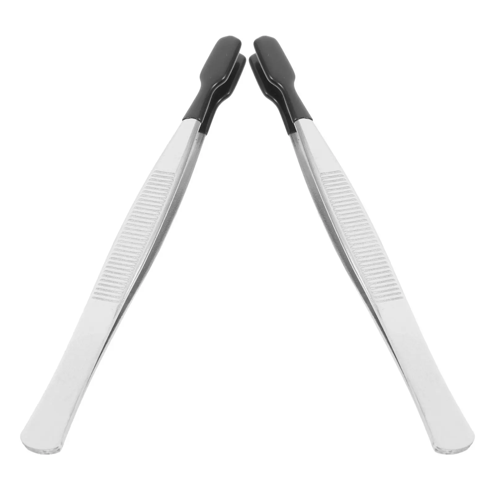 2Pcs Stainless Steel Tweezers Rubber Flat Tip Precision Crafting Laboratory Electronic Repair Jewelry Making Stamp Collecting