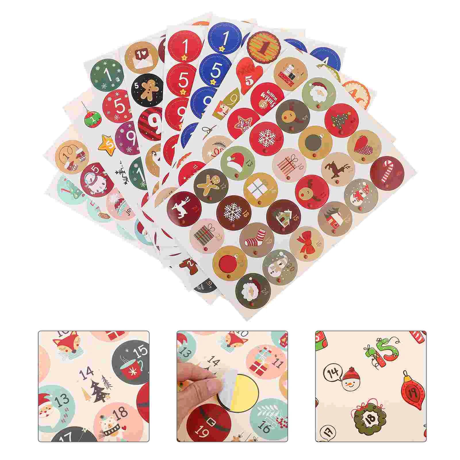 20 vellen kerstnummers stickers gemengde stijl label bruiloft feest vakantie cadeau etiketten kraftpapier kerst zegel lijm