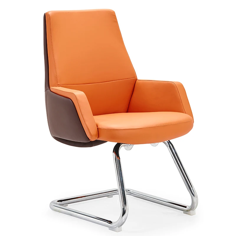 #Modern Leather Office Chair with Aluminum Alloy Frame Two-Tone Design Height-Adjustable EU CE Certified Suitable for Offices