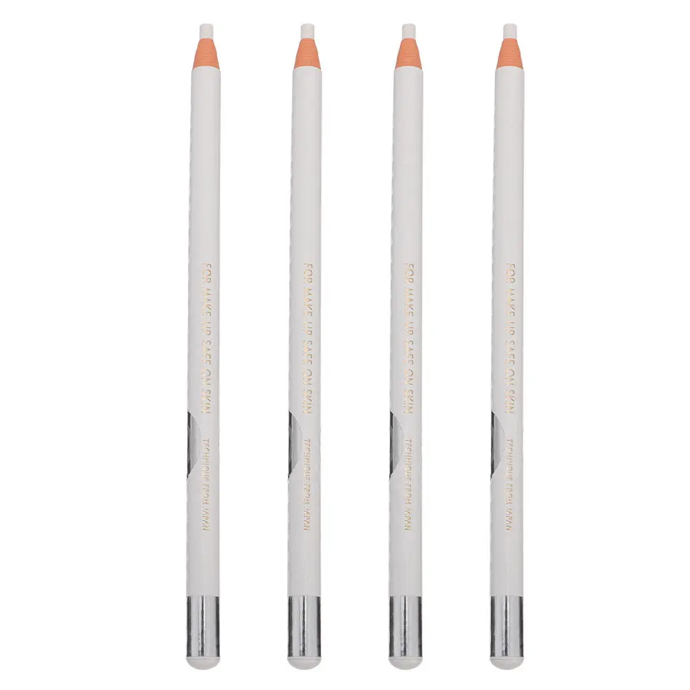 4Pcs 화이트 아이라이너 펜슬 컴팩트 경량 다목적 아이 메이크업 액세서리 일상 미용을 위한 심플한 디자인 도구