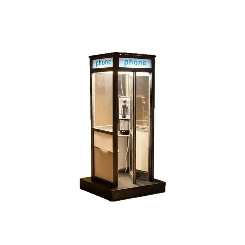 

【THANKSGIVING DAY】Retro Vintage Telephone Booth Table Lamp Tall Phonebooth Lamp Home Desktop Decorative Ornaments Decorative Nig