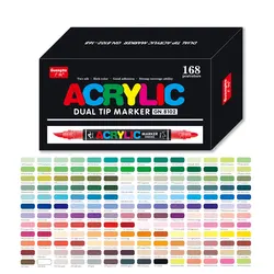 GN 36-168 Colors Dual Tip Direct Acrylic Marker with Brush Tip and Round tip Soft Brush Paint Pen Manga Crafts Art Supplies