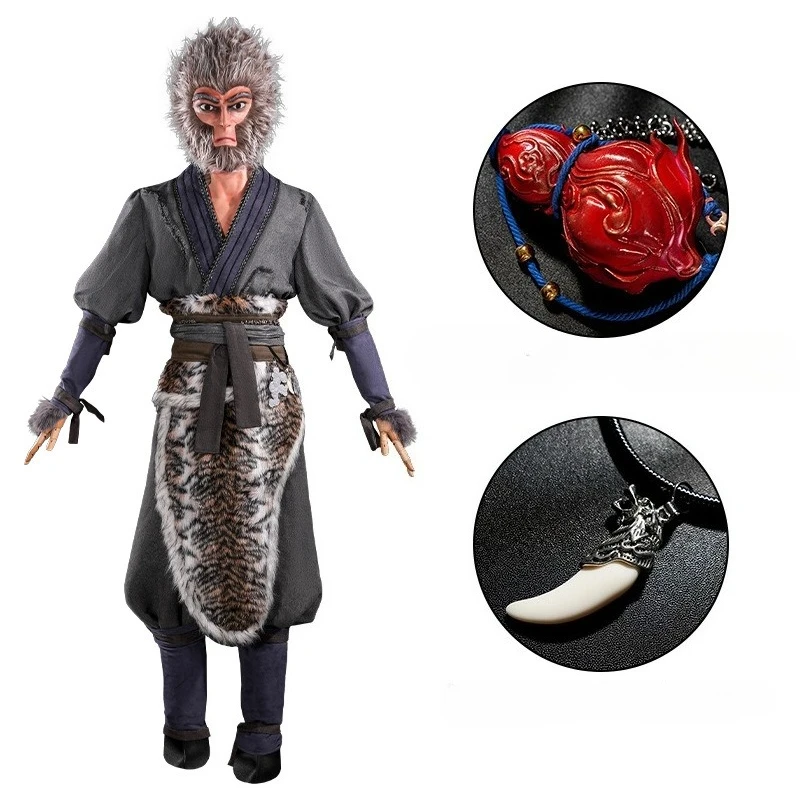 Black Myth: Wukong Cosplay Costume Tiger Apron Outfit Halloween Cos Convention Fancy Stage Suit for Man Full Set Tail Props view 4