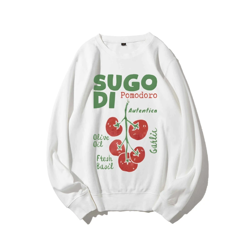 Retro Vintage Sweatshirt Graphic Hoodies Y2K Tops Casual Daily Wear Unisex  Versatile Stylish Pullover Aesthetic Pomodoro Tomato