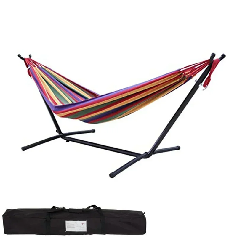 1PC Outdoor Removable Canvas Hammock Assembly Thickened Iron Bracket Canvas Hammock Shelf Convenient  Outdoor Travel Hammock