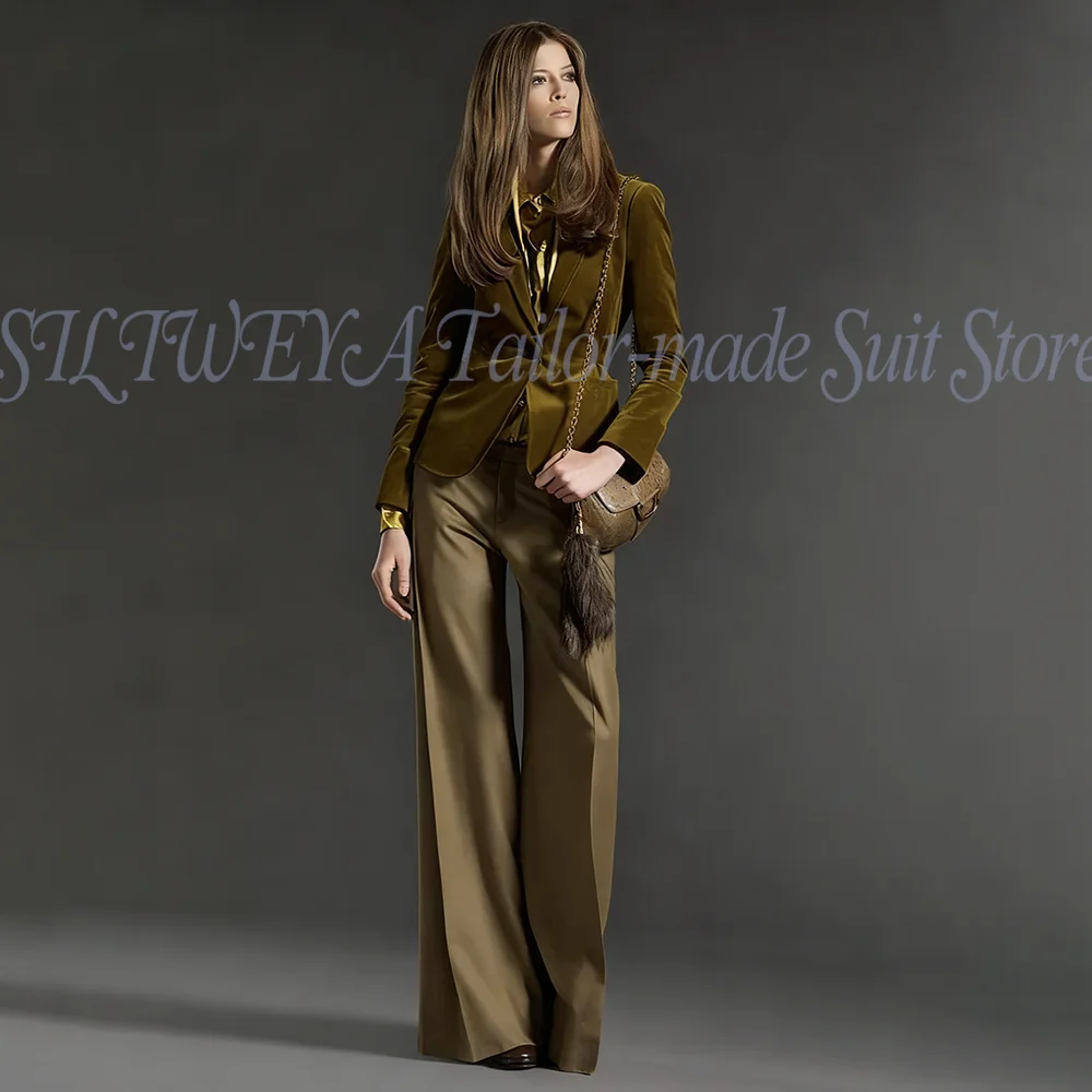 

Luxury Velvet Coat 2 Pieces Female Suit Jacket Pants Chic Lady Office Outfits High Quality Blazer Sets Conjuntos De Mujer