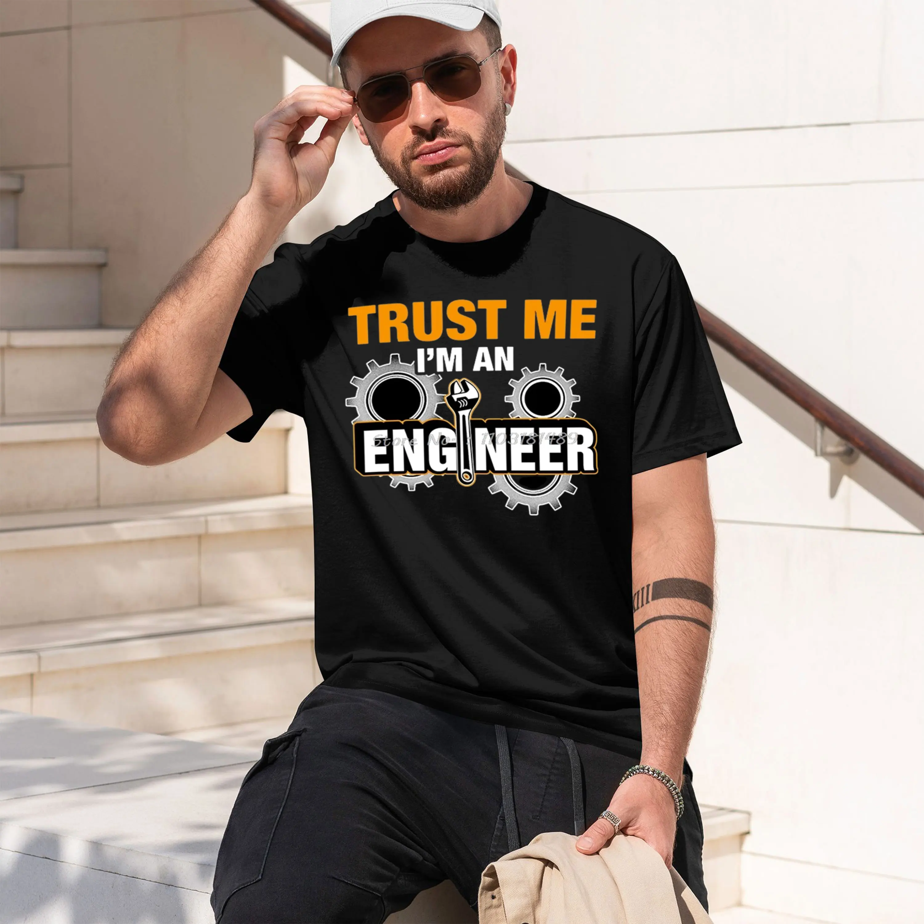 T-shirts pour hommes avec citation amusante 'Confiez-vous à moi, je suis ingénieur', T-shirts à lettres pour geeks, T-shirts de programmeur, Streetwear, T-shirt à manches courtes col rond 2026