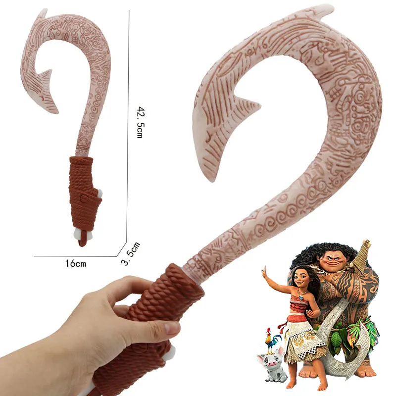 Disney Moana Anime Fish Hook Knife with Light Maui Weapon Figures Cosplay Toys for Children’s Role Playing Props Birthday Gifts