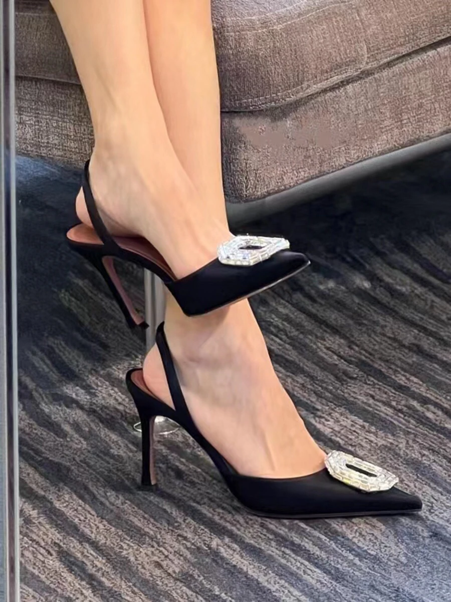 

Сексуальные женские босоножки с открытым носком Single oes, лето 2022, бриллиантовые, синие, на высоком каблуке, модные европейские сандалии с низким вырезом