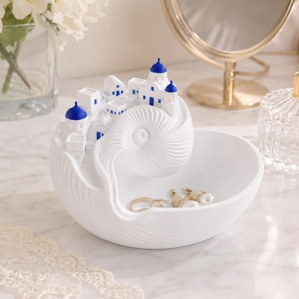 Creative 3D Printed Coastal Style Key Tray Conch Shell Shape Decorative Trinket Tray Plastic Key Jewelry Organizer Jewelry