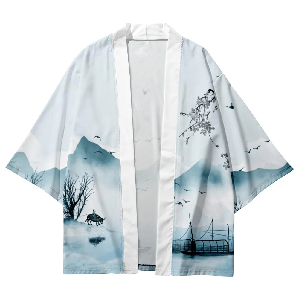 

Fashion Traditional Chinese Painting Summer Beach Yukata Streetwear Cardigan Women Japanese Kimono Harajuku Traditional Haori