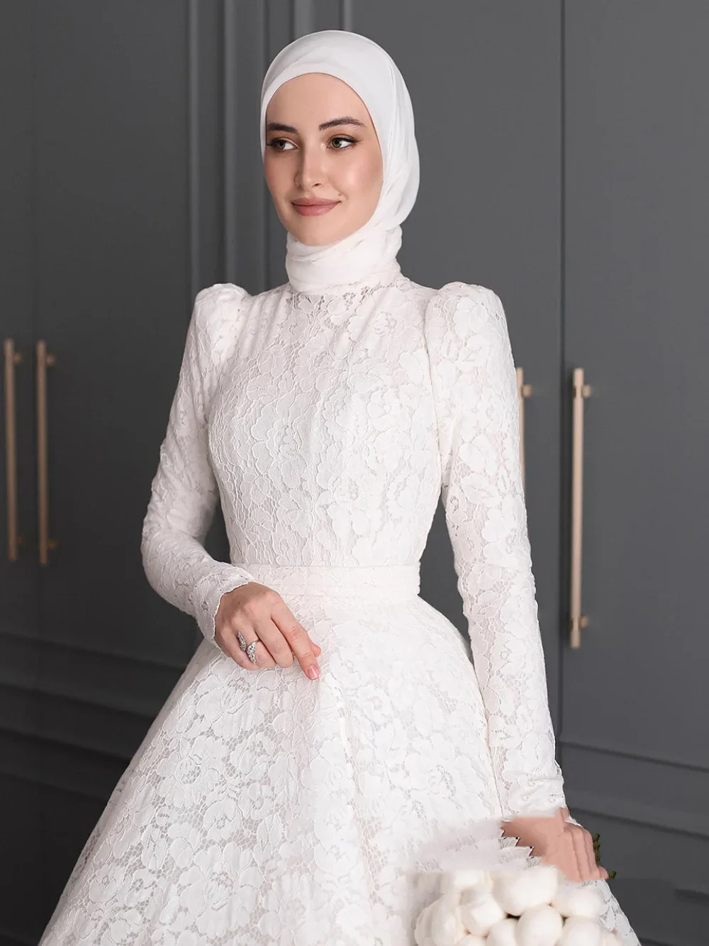 فساتين زفاف إسلامية مخصصة بأكمام طويلة فستان زفاف سويب تراين دبي فساتين زفاف للمرأة فيستدو دي نويفا