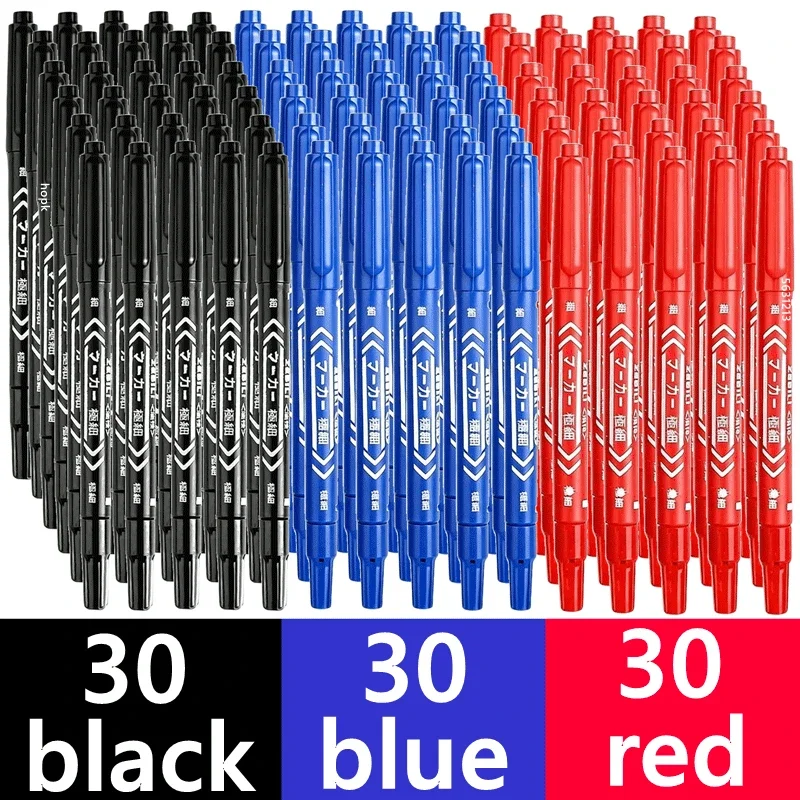 

10-100Pcs/Set Double Tip Permanent Paint Marker Pen Black for Tyre Oily Markers Quick Drying Signature Pen Stationery Supplies