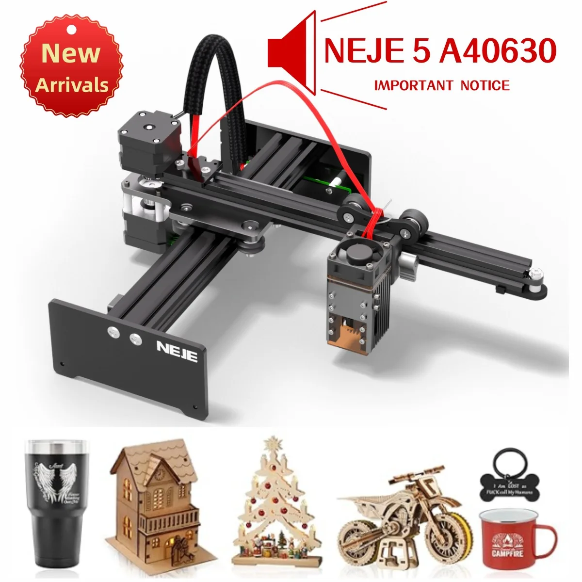 

NEJE 5 A40630 Laser Engraving Cutting Machine Laser Engraver for Stainless Steel Metal Stone Wood Acrylic Cutting Machine