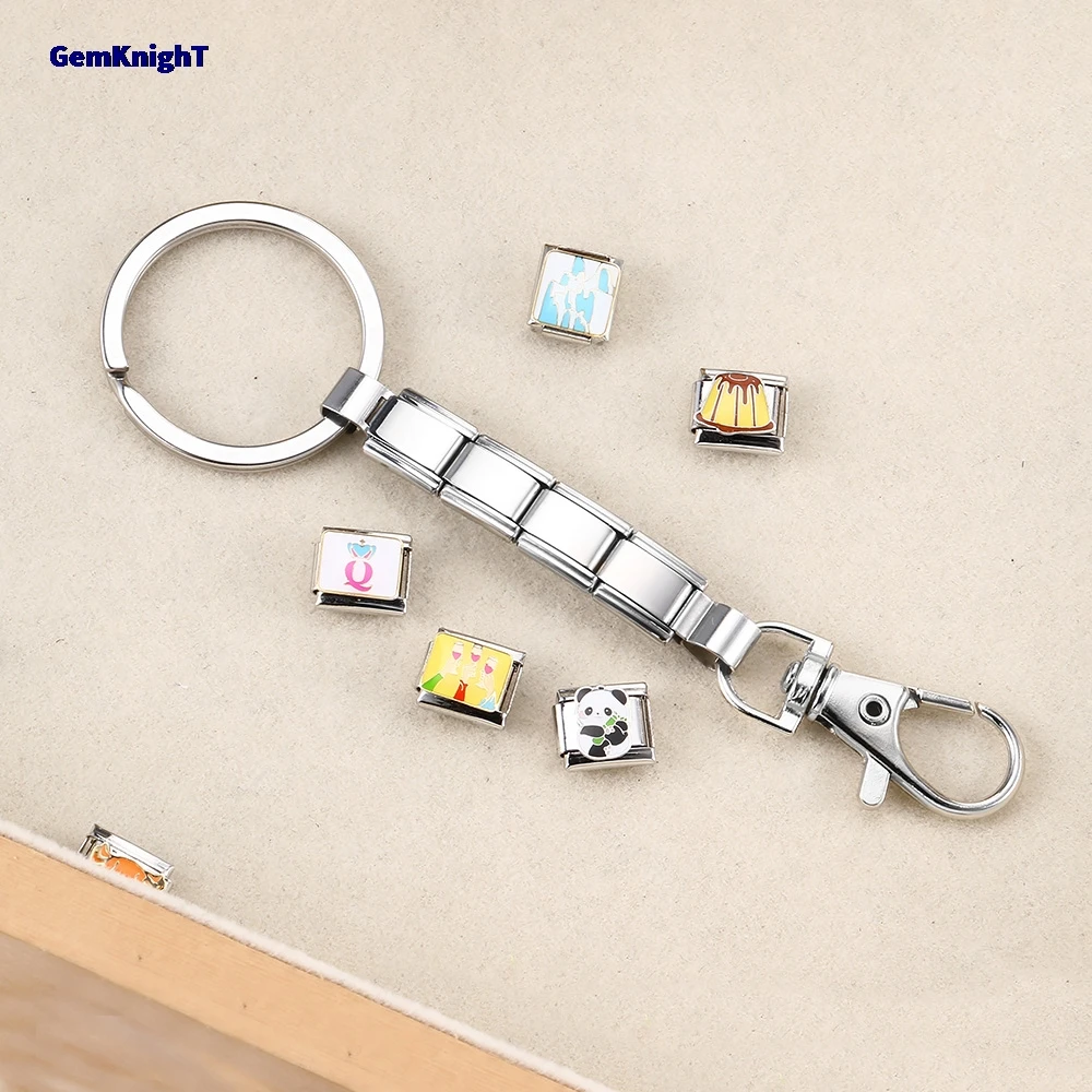 GemKinght Einfacher zarter Schlüsselanhänger, bunt, abnehmbarer italienischer Charm, 9 mm, Verbindungsherstellung, DIY, Damen, Herren, Geschenke, Schmuckzubehör – Detail 4